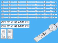 LED podsvit 454mm sada Vestel 50DRT celkem 6 pásků 454mm / D-LED backlight 50DRT 4ks type A 30095405 plus 2ks type B 30095406