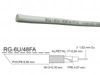 Kabel - metráž KOAX RG-6U/48FA PVC 6.5mm koaxiální kabel 75 Ohm ROLLBOX KK32D